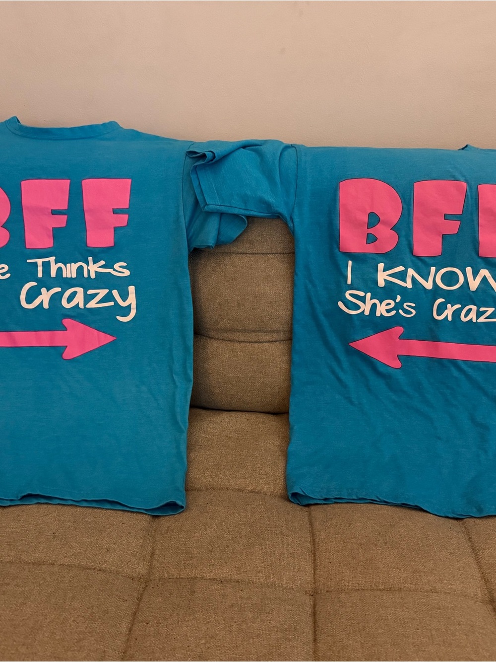 BFF Matching Tees in Bright Teal with Pink Print